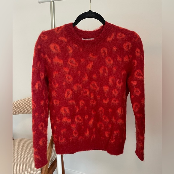 & Other Stories red & orange animal print wool sweater - Picture 1 of 3